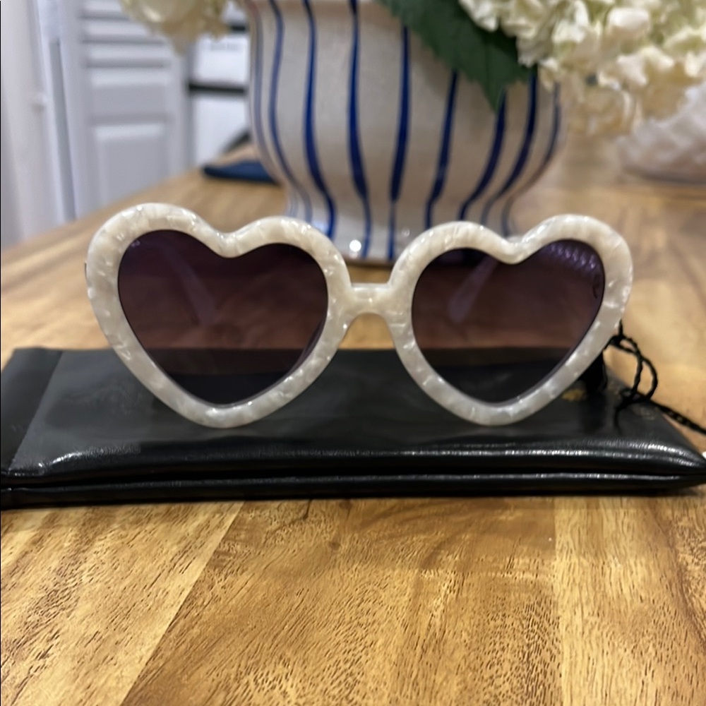Heart-Shaped White Sunglasses by Lele Sadoughi..New with tags